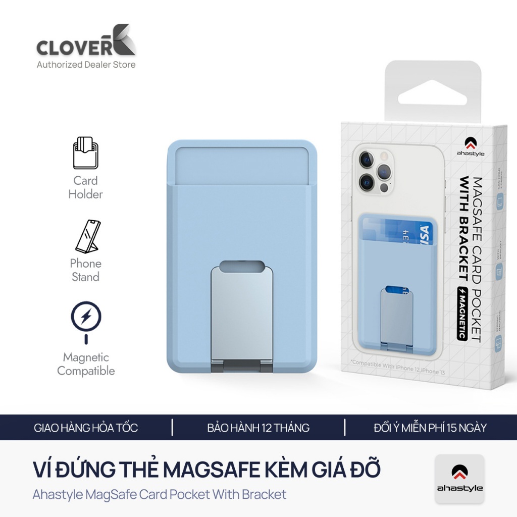 AhaStyle Magnetic Card Wallet with Folding Stand – เข้ากันได้กับ iPhone 12–17 Series