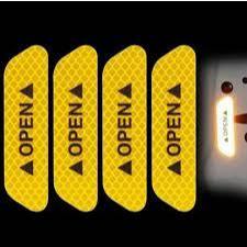 ชุดสติ๊กเกอร์สะท้อนแสง OPEN 4 ชิ้นสําหรับประตูรถสีส้ม สะท้อนแสงสัญญาณประตูรถเป็น OPEN