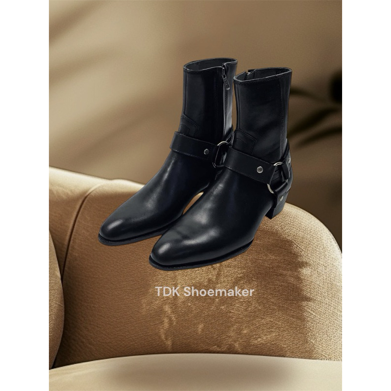 HARNESS BOOTS VER 2 คุณภาพสูง Bangladesh Cowhide รองเท้าบูทผู้ชาย 5 ซม. ส้นไม้, ซิป YKK - TDK Shoemaker