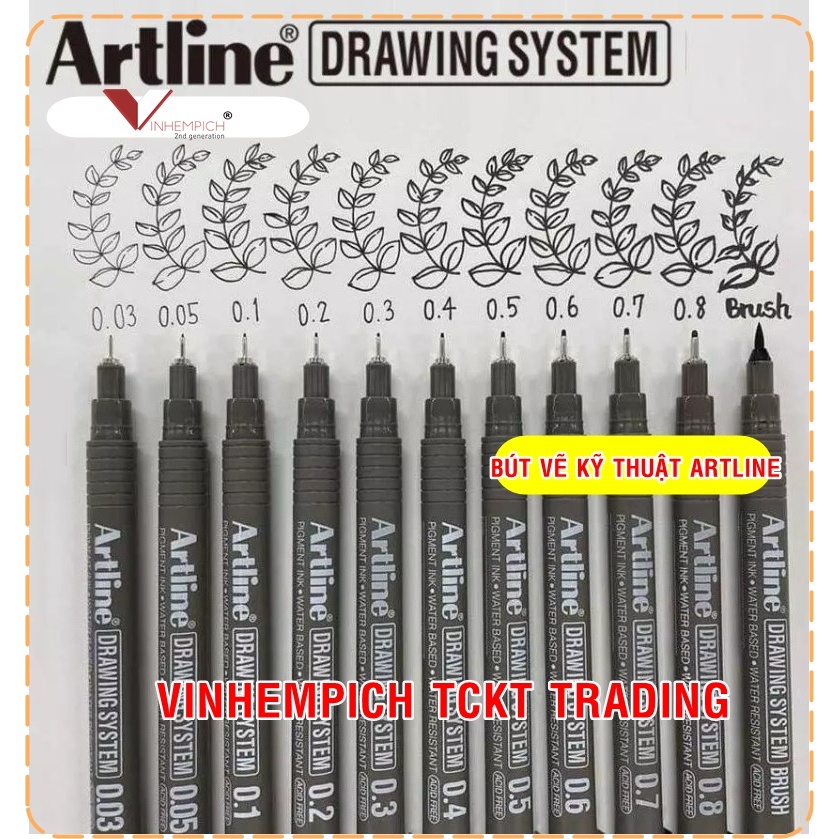 ปากกาวาดภาพเทคนิค Artline / ปากกาเส้นละเอียดระดับมืออาชีพของ Artline ของญี่ปุ่นของแท้