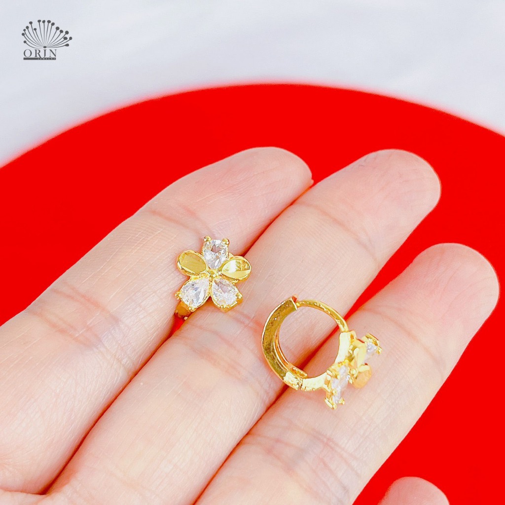 Orin T948 ต่างหูทรงกลมดอกไม้ 5 กลีบระดับพรีเมียม