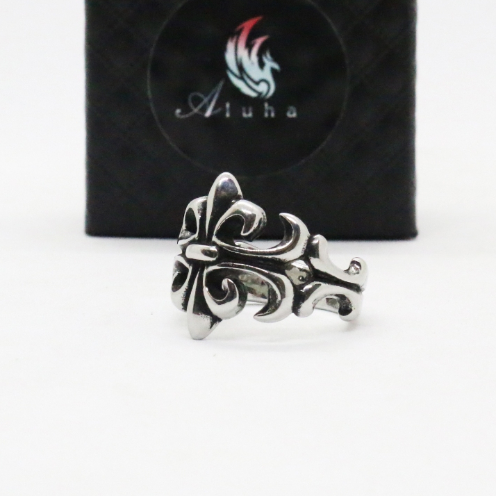 แหวน Stainless Titanium ลายดอกไม้ Iris แหวนบุคลิกภาพฮิปฮอปและร็อค ไซส์เล็ก - R094 - s6 - Aluha