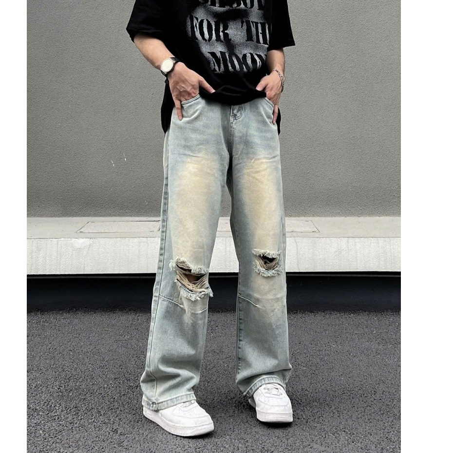 กางเกงยีนส์ผู้ชาย กางเกงยีนส์ผู้ชาย Cao Cao Cao Style JN06 - สีฟ้า