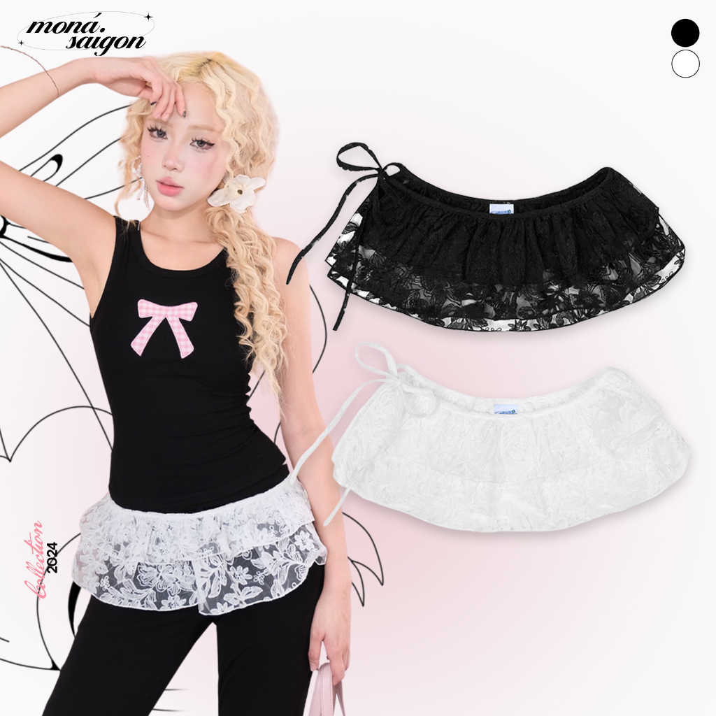 Moná - ผ้ากันเปื้อนตาข่ายลูกไม้ปัก MAYCHI