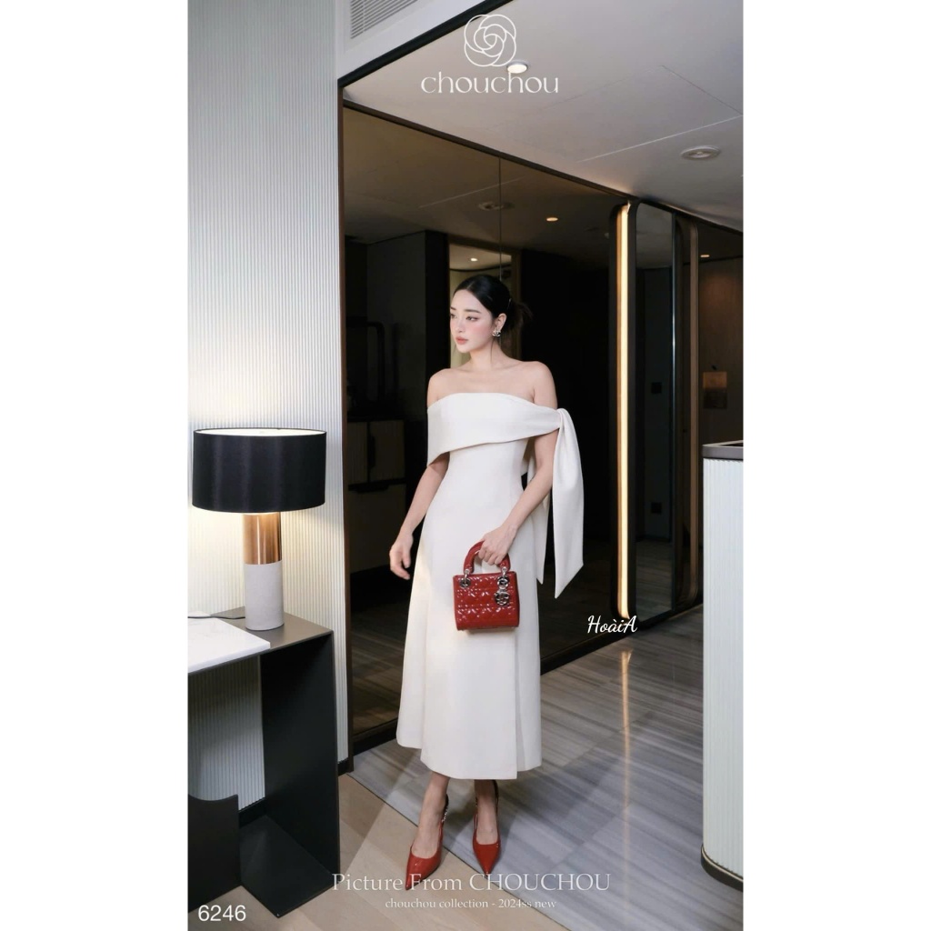 ชุดเดรสเปิดไหล่แขนยาวสําหรับผู้หญิงเบาๆชุดเดรสออกงานปาร์ตี้หรูหรา LILI STORE