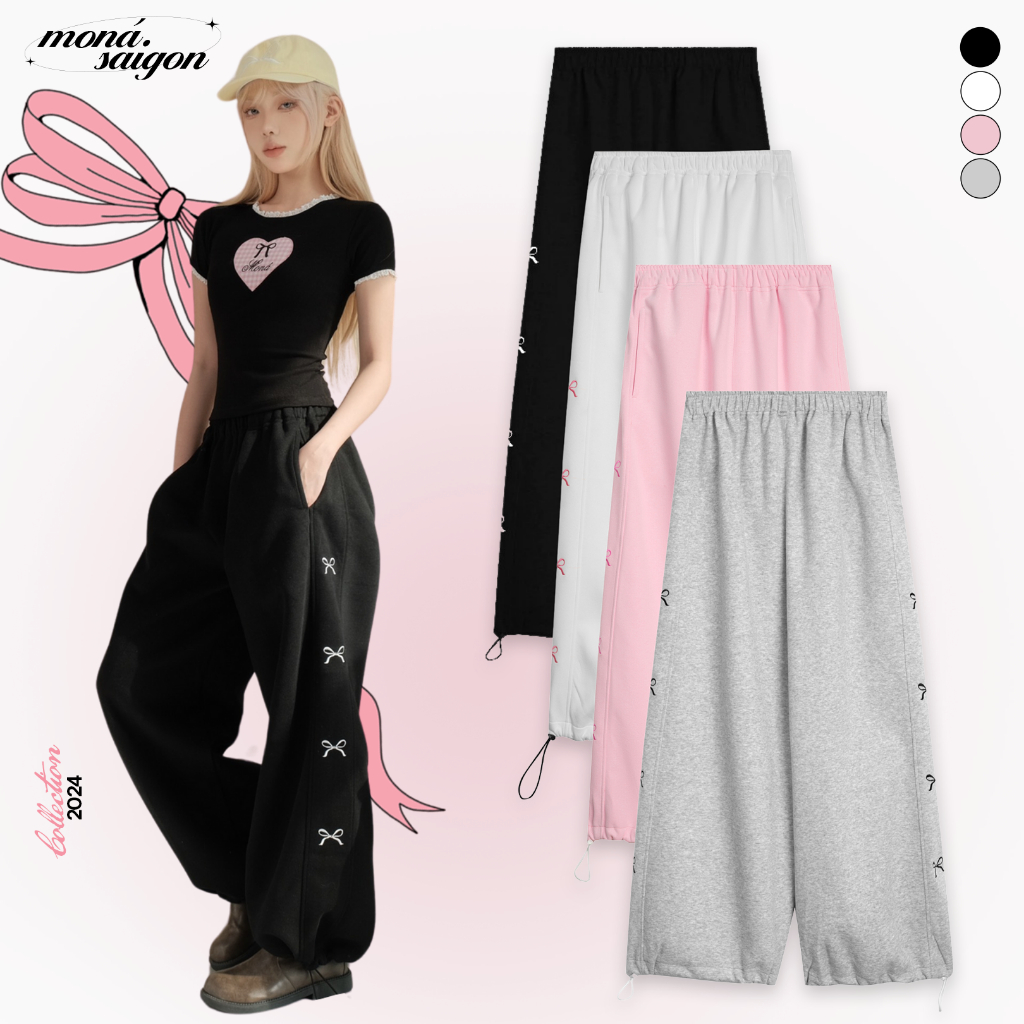 กางเกงผ้าสักหลาดอัดปักลาย Moná - NANA SWEATPANTS