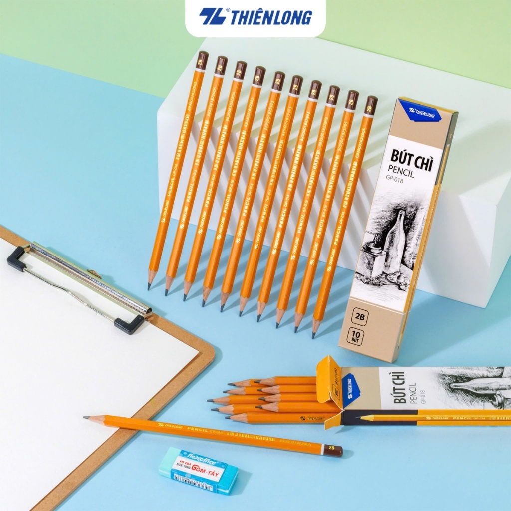 HCKT [THANH LONG] - THIEN LONG Gold 2B Wooden Pencil / 2B Gold Sharpening Pencil