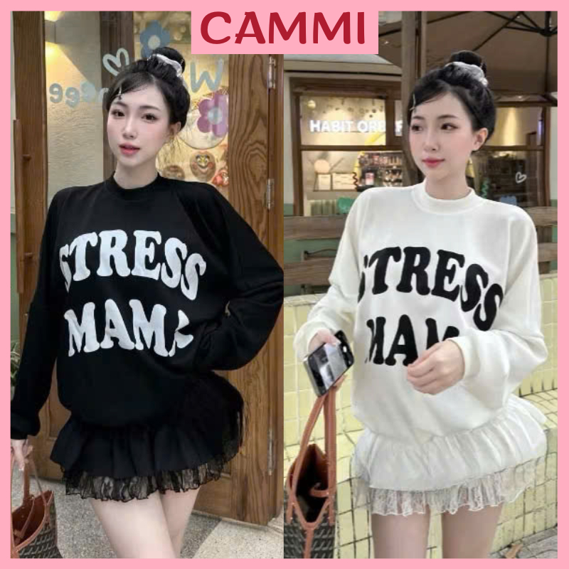 Stress NAMA เสื้อกันหนาวคอกลมแขนยาวพิมพ์ลายปลา ชุดกระโปรงสั้นบานลูกไม้สําหรับผู้หญิงหรูหรา HB343