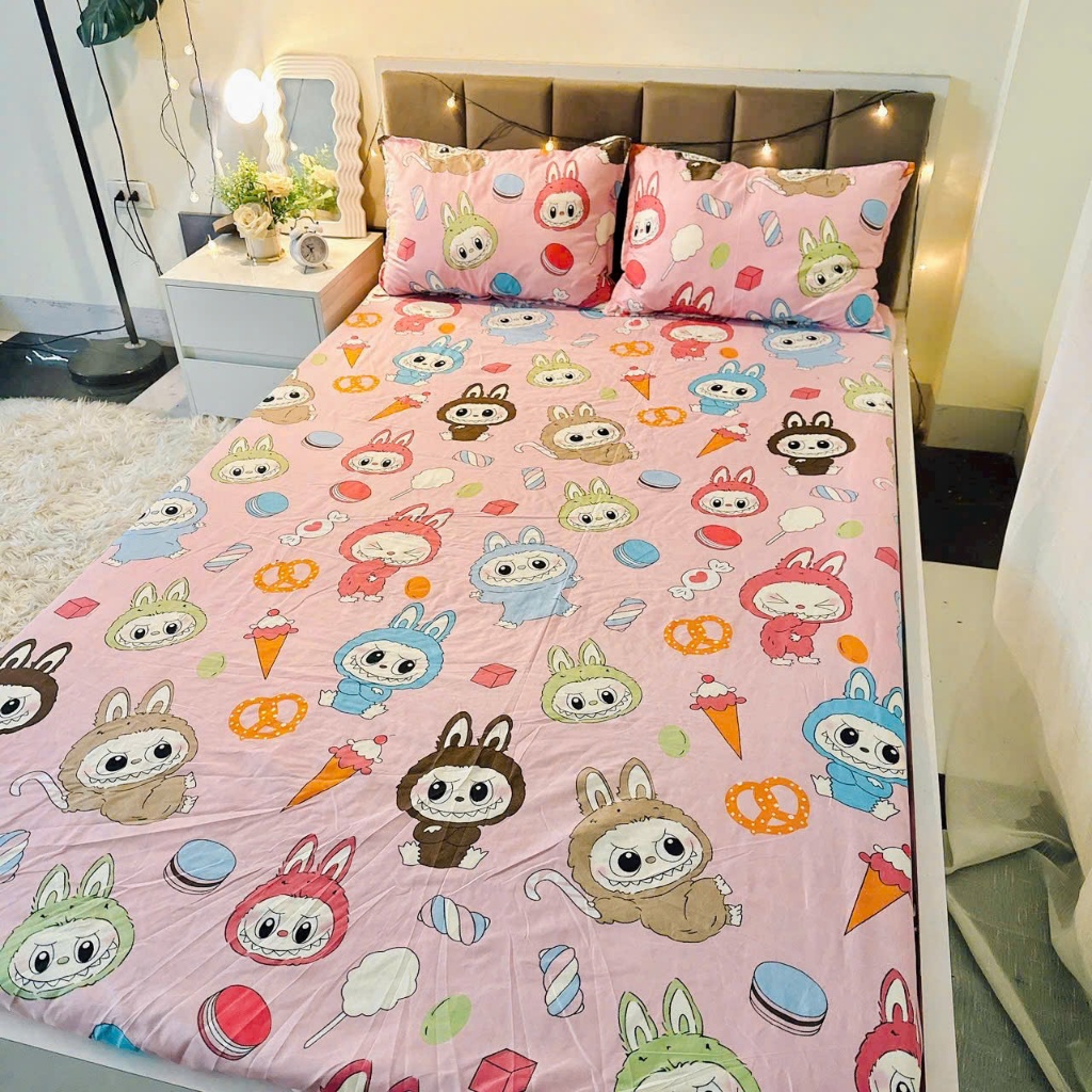 Labubu Kabybarra Ikeofficial ชุดปลอกหมอนผ้าฝ้ายโพลี 3 ชิ้น เทรนด์มาแรง 2025 ทุกขนาด 1m2x2m 1m6x2m 1m