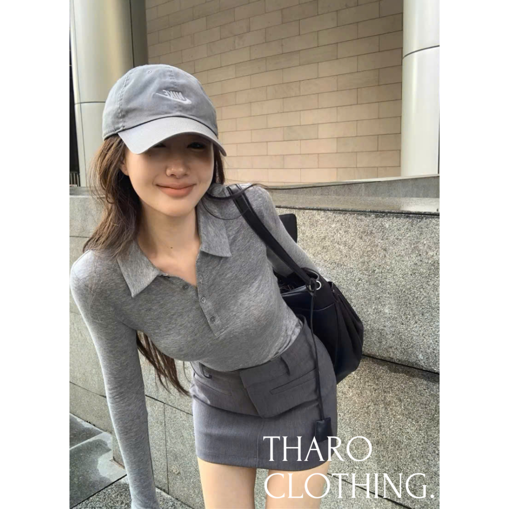 เสื้อยืดโปโลติดกระดุมแขนยาว - เสื้อผ้าทาโร [AO00224]