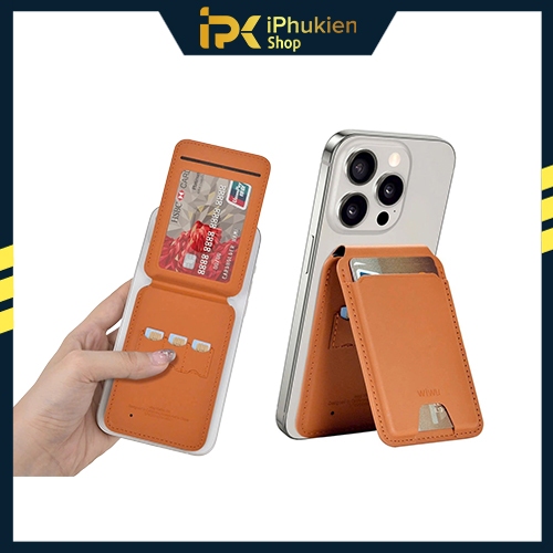Leather Wallet [2IN1 - WITH Bracket] WiWU Mag Wallet FM มีตําแหน่งสะดวกสําหรับ IP