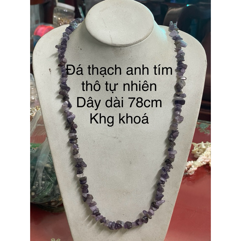 สร้อยคอหินสีม่วงดิบธรรมชาติไม่มีล็อค ms ABN5