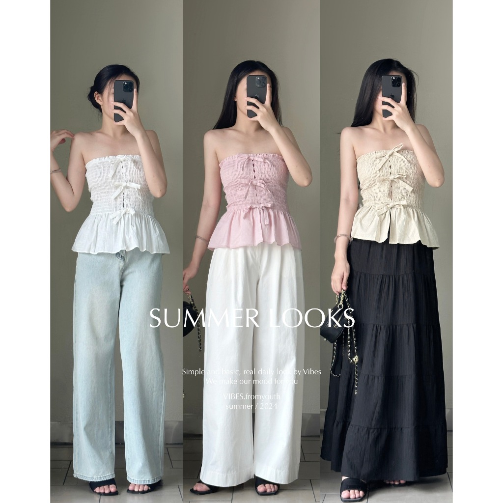 เสื้อกล้ามผ้าลินินมี 3 BOWS_AV1820