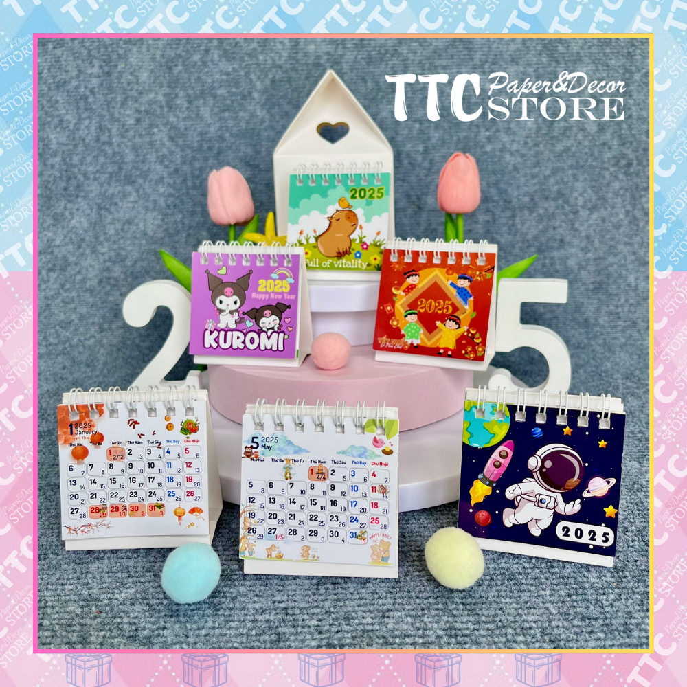 [CALENDAR 2025] 2025 Mini Desk CALENDAR 6.5x7 Cm พร้อมกระดาษโน้ต Lunar Date และ Holiday ดีไซน์กะทัดร