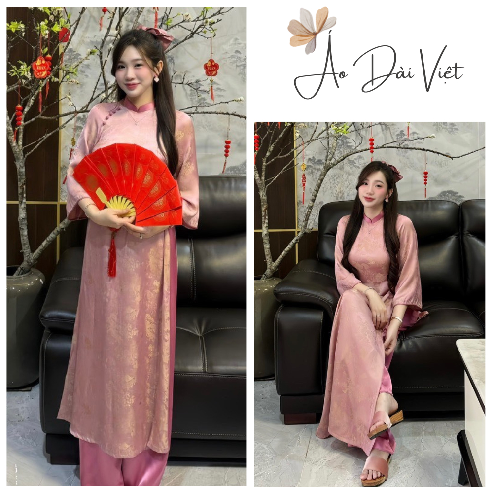 Renovated Brocade Ao Dai "Hoa Vien" สีคอโลว์คัทแต่งชายเน้นๆ สวมใส่ง่าย ภาพเงาตัดต่ํา