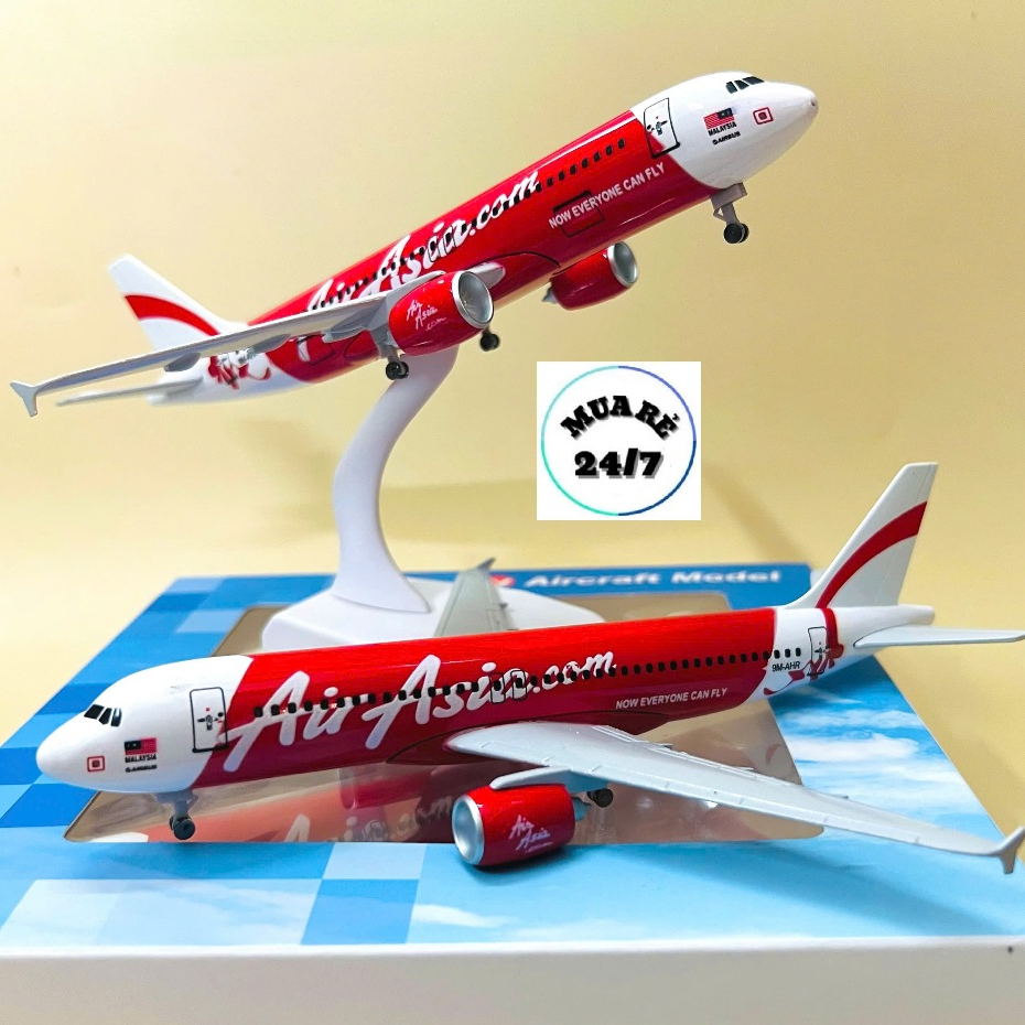 เครื่องบินรุ่น "AIR ASIA" Malayal Airlines โลหะคุณภาพสูง 1:400 Scale พร้อมล้อ + ขาตั้งจอแสดงผล (Full