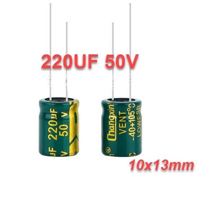 กระเป๋า 20 CAPACITORS 220UF 50V 10X13MM GREEN CAPACITOR 220UF 50V