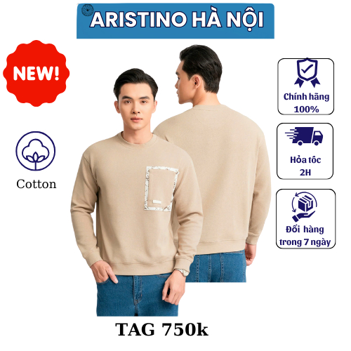 เสื้อสเวตเตอร์ผู้ชาย Aristino ทรงตรง ผ้าคอตตอนเนื้อนุ่ม ASW018BZ