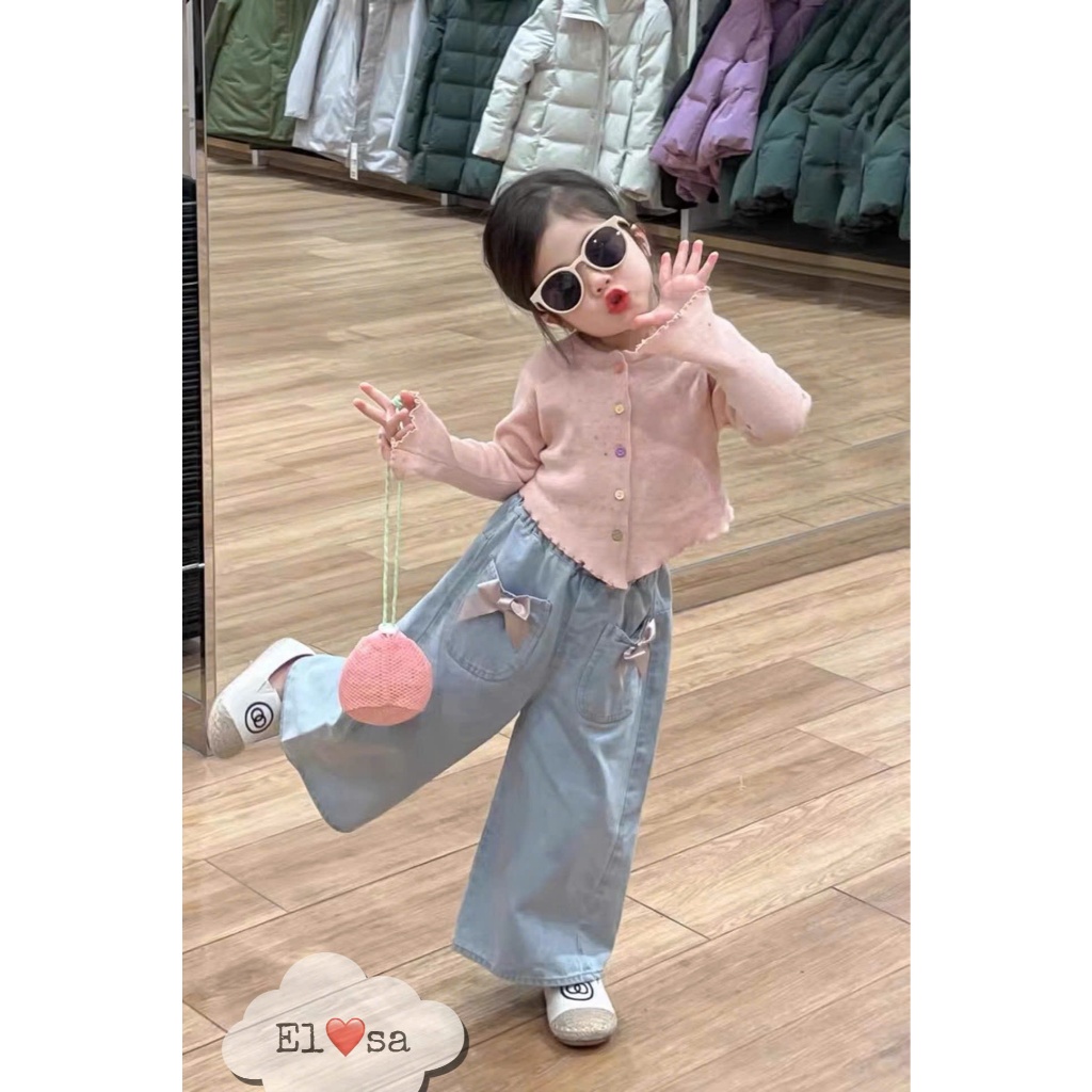 เสื้อผ้าเด็กผู้หญิง--pink SHIRT + DOWN JEANS SET สําหรับเด็กทารกขนาด 8-30kg annakids