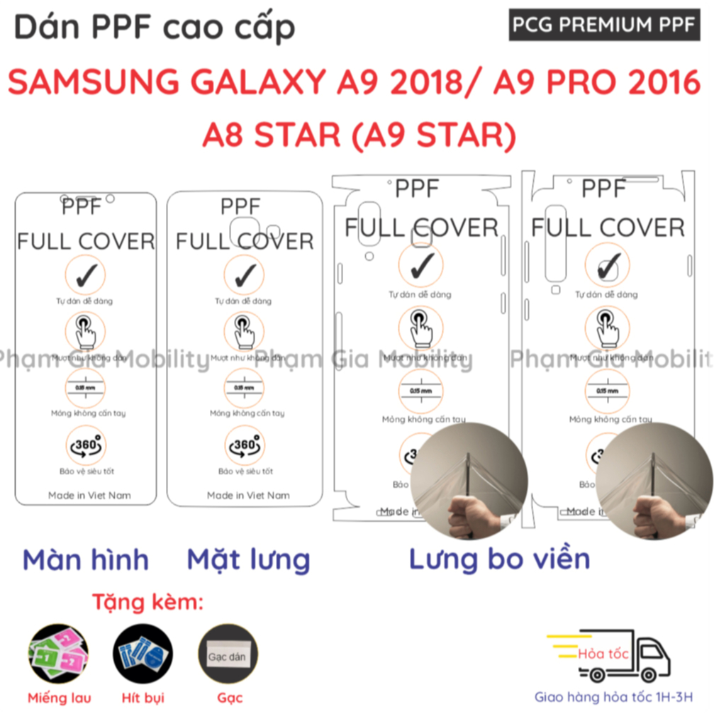 สติ๊กเกอร์ PPF สําหรับ Samsung Galaxy A9 2018/ A9 Pro 2016/ A8 A9 จอ Star ด้านหลัง ขอบใส เคลือบด้านแ