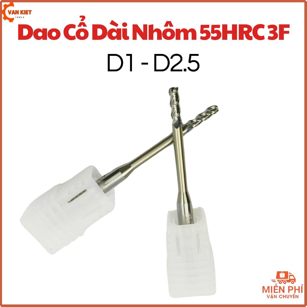 D1-D2.5 โรงสีปลายคอยาว อลูมิเนียม 3F 55HRC