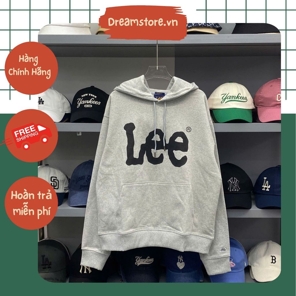 เสื้อฮู้ดสีเทาทรงหลวม Lee Big Twitch ของแท้ | ร้านดรีม