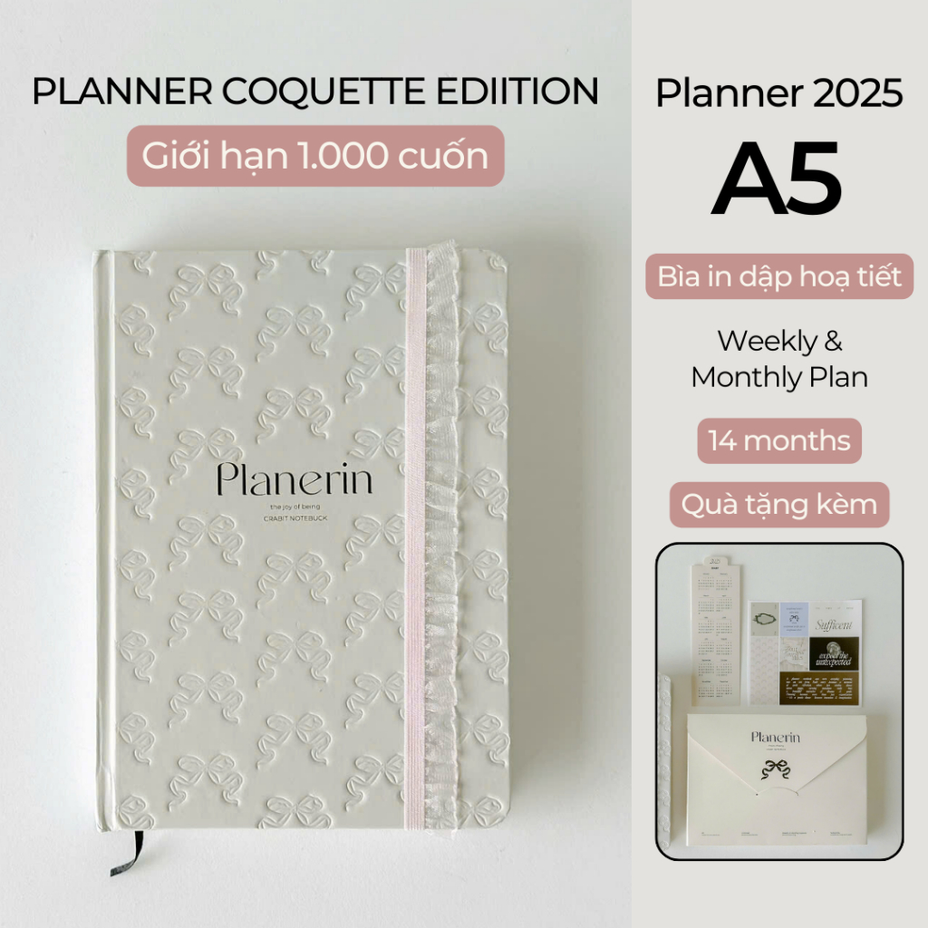 หนังสือปฏิทินวางแผน 2025 ขนาด A5 Coquette Crabit Planerin Collection