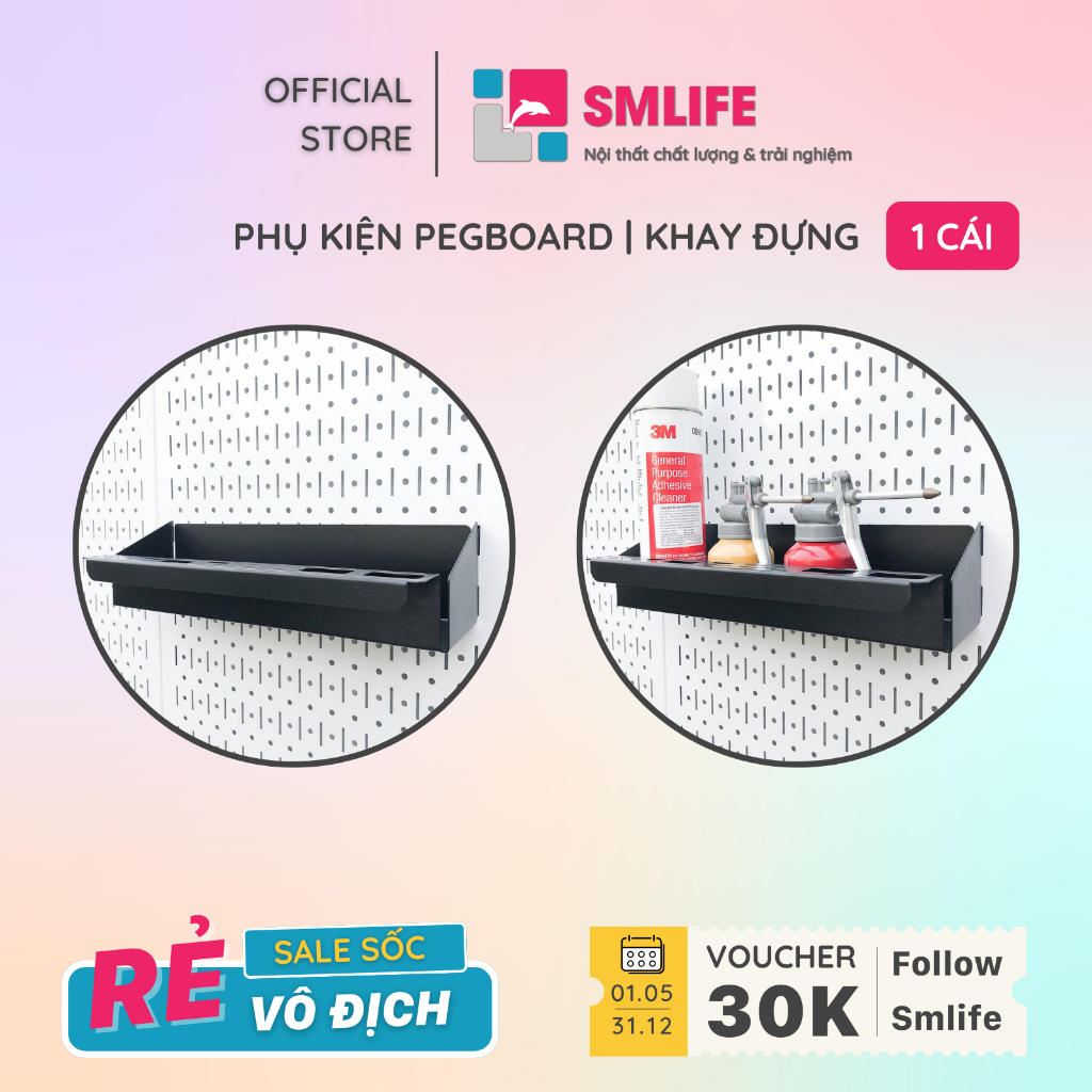 SMLIFE Pegboard ถาดเหล็กเคลือบแป้ง - อุปกรณ์แขวน Pegboard เครื่องมือแขวน
