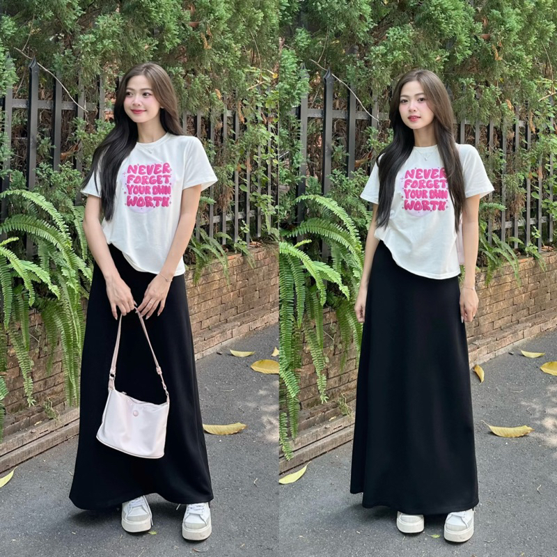 กระโปรงมิดิยืดสีดํายาว (REAL PHOTO) เสื้อผ้า Kenco M247 ราคา ถูกที่สุด ดีลบีเคเค แกลเลอรีภาพที่ 3