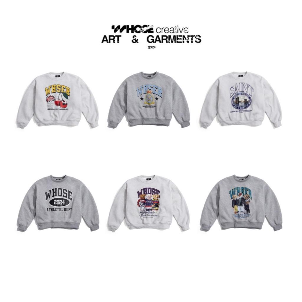 Collect Sweater - เสื้อสเวตเตอร์ผ้าสักหลาดผ้าฝ้ายทรงกว้างพร้อมแขนค้างคาวพิมพ์ลาย WEs Studio
