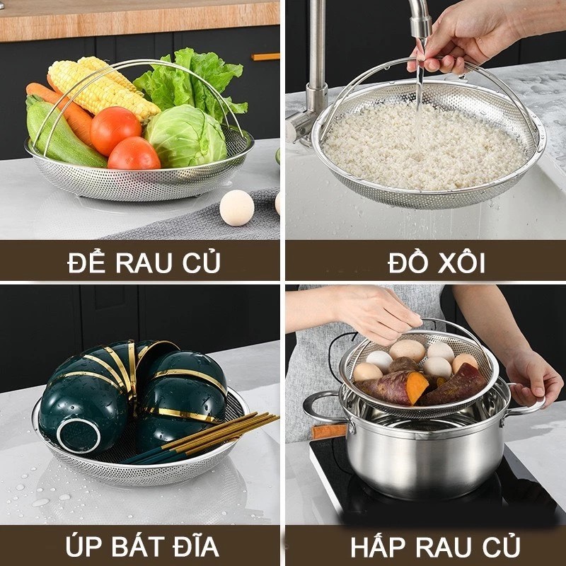 หม้อนึ่งสแตนเลส 304 พร้อมฐานแบบถอดได้และที่จับกันลื่นตะกร้านึ่งสแตนเลส