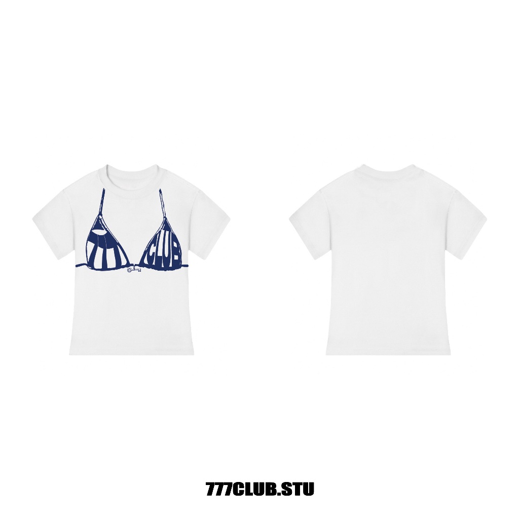 (Black Friday) BIKINI Club 777Club.stu baby tee ผ้าฝ้าย 2 ทาง พรีเมี่ยม