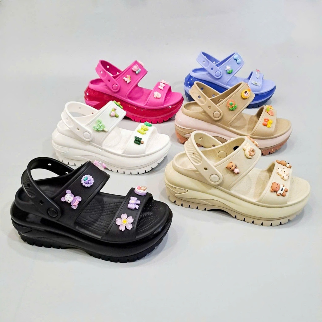 Mega crush Sandal พื้นรองเท้ามันเงา มาพร้อมสติ๊กเกอร์ 3D ของแท้ 10 ชิ้น รองเท้าส้นสูงสุดชิค crush Sa