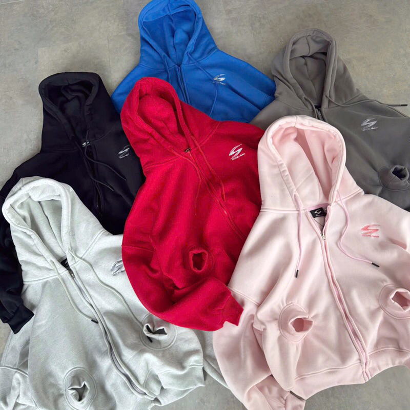 เสื้อแจ็คเก็ตผ้าฟลีซผ้าฝ้ายมีกระเป๋าแปลก ๆ ปักลายป้าย Sss_HT.Store96