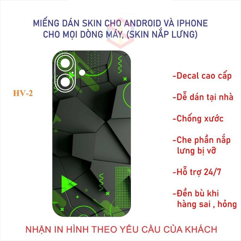 สติ๊กเกอร์ผิวสําหรับ Android และ Iphone 5/5s ถึง 16pro max สติ๊กเกอร์ผิวหลัง HV-2 NTS Shop