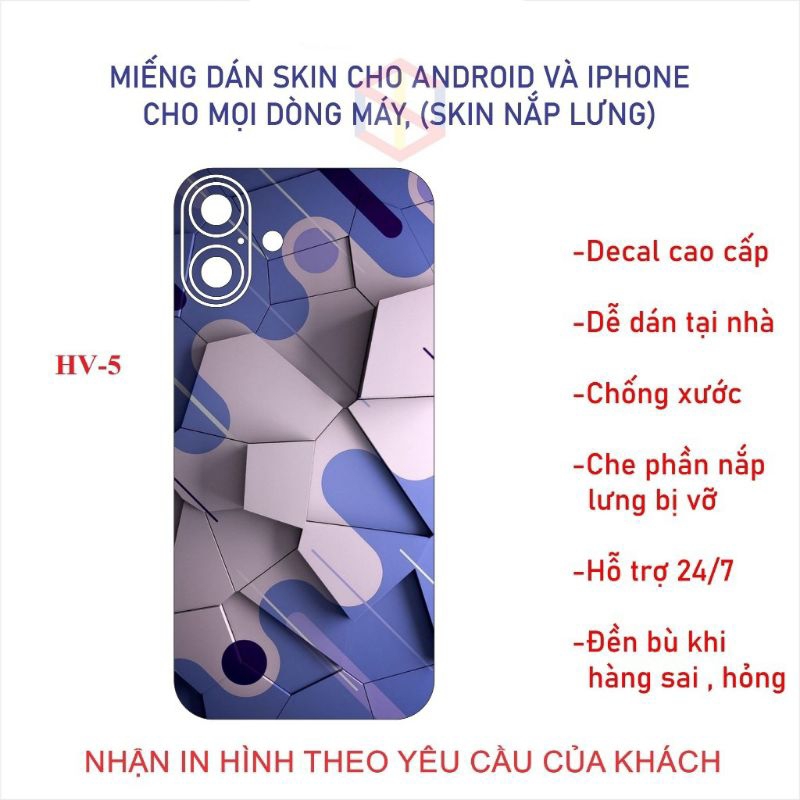 สติ๊กเกอร์ผิวสําหรับ Android และ Iphone 5/5s ถึง 16promax สติ๊กเกอร์ผิวหลัง HV-5 NTS Shop
