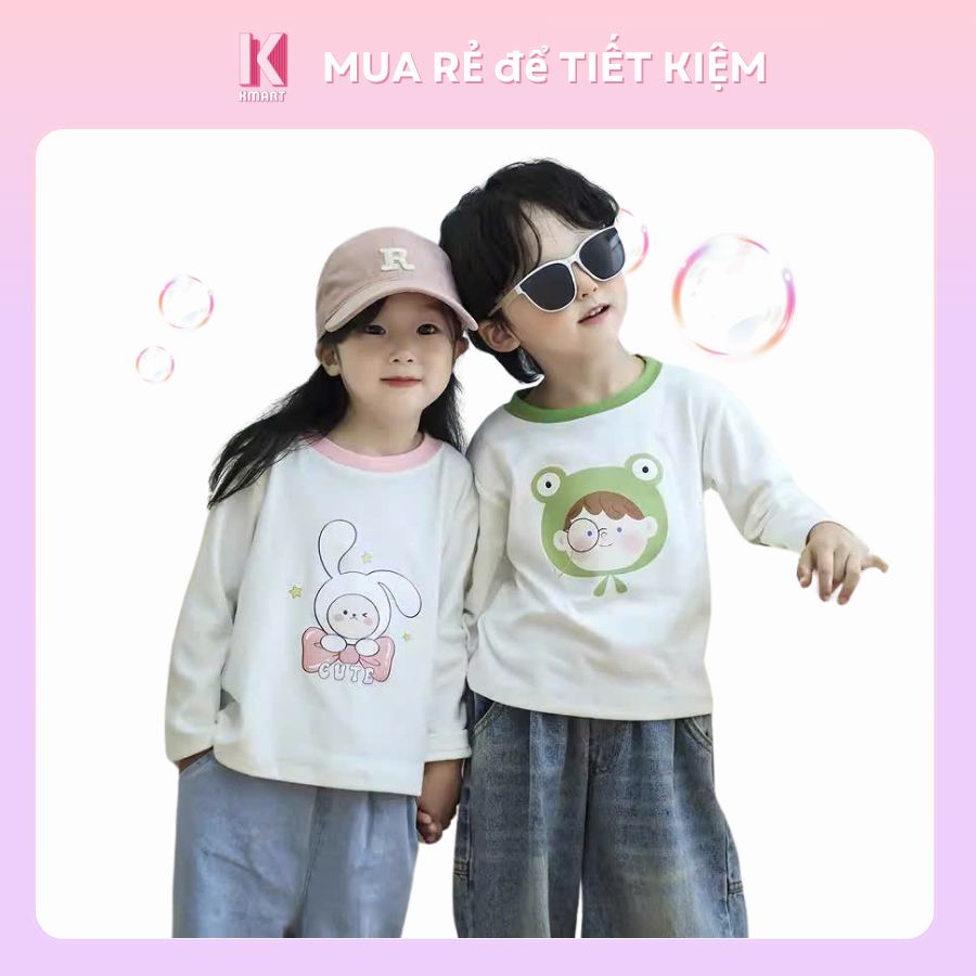 เสื้อแขนยาวผ้าฝ้ายเด็กชายเด็กหญิงลายน่ารักยืด4ทางkmart กม05