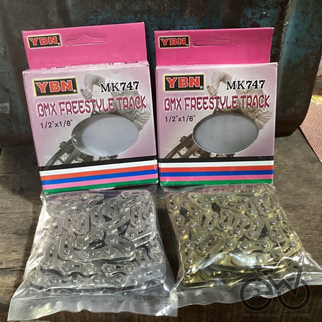 YABAN - YBN MK747 ความแข็งแรงสูง โซ่ทนทานเป็นพิเศษสําหรับเกียร์ BMX และ FIXED [สีเงิน - ทอง]