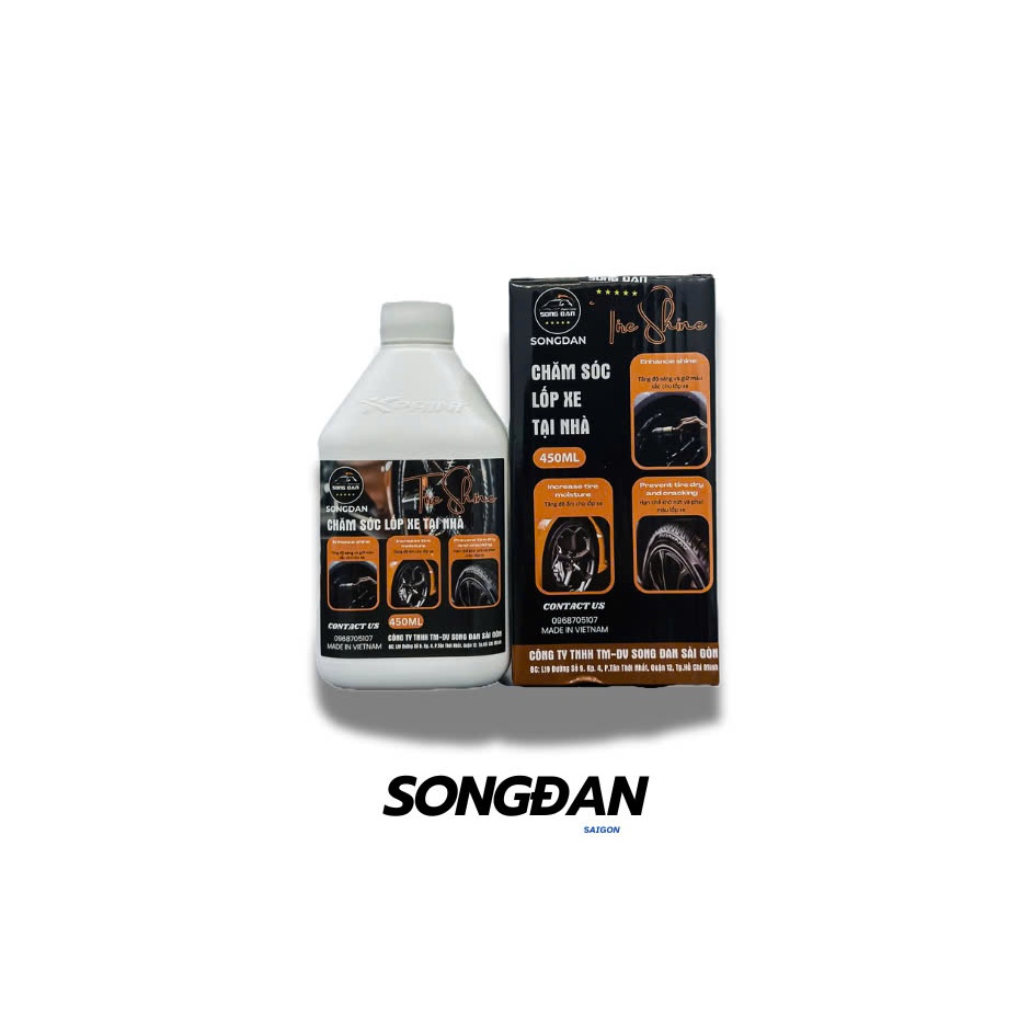 Tyre Shine at home - Tyre Shine Song Dan 450ml มาพร้อมฟองน้ําพิเศษ