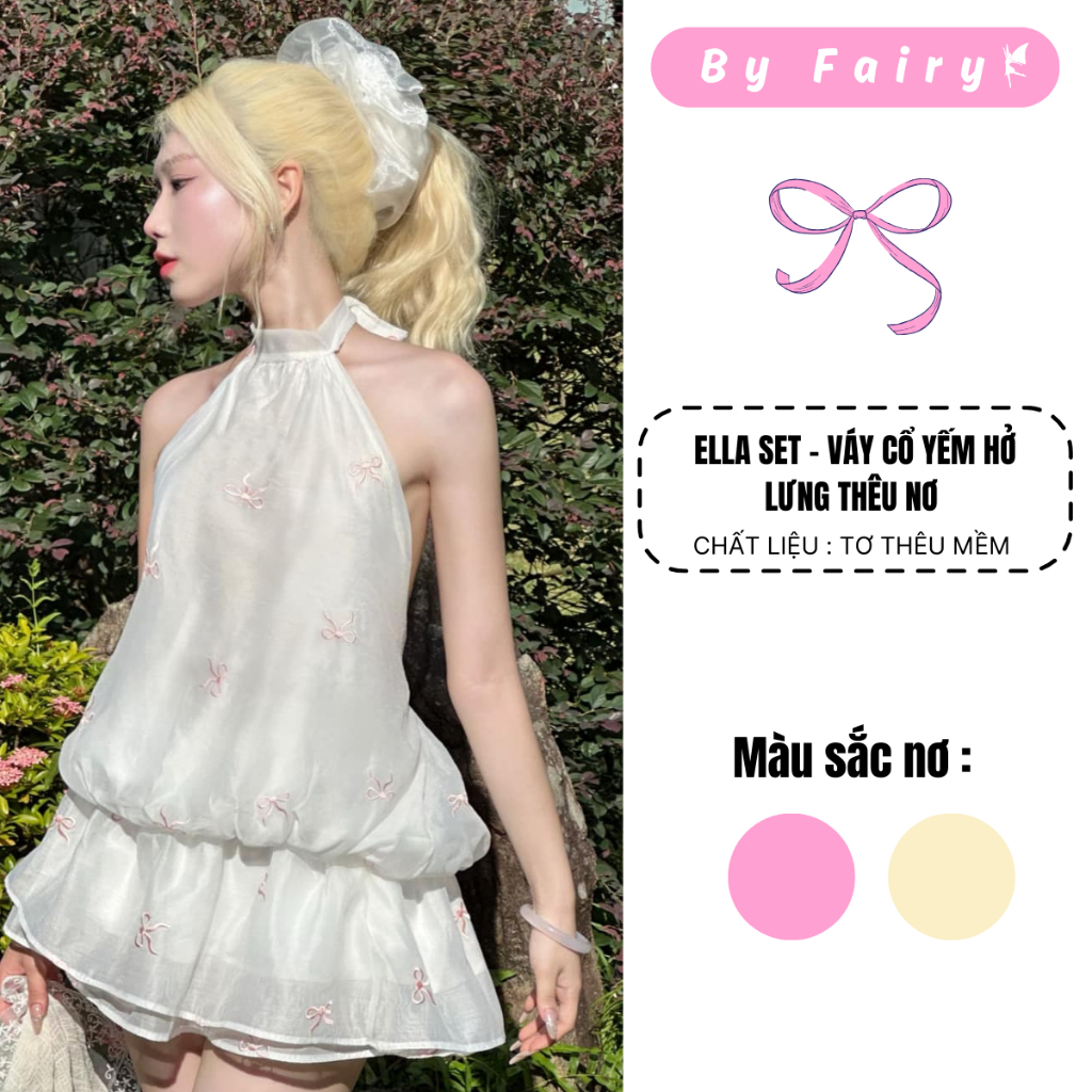 (รวมมิตร) Ella SET - ชุดคอปกแขนสั้นสีชมพู BOW EMBROIDERED สําหรับผู้หญิง