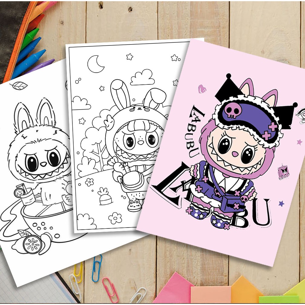 เซตหน้าระบายสี 50 หน้า สําหรับเด็ก ธีม Labubu Size A4, A5 ช่วยให้เด็กฝึกระบายสีและพัฒนาพรสวรรค์ที่สร้างสรรค์