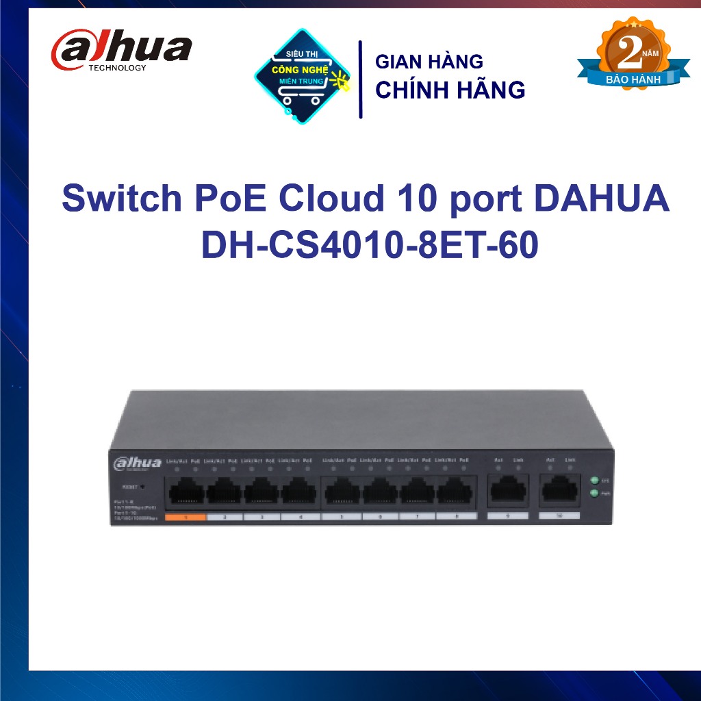 DAHUA DH-CS400-8ET-60 10 พอร์ต PoE Cloud Switch