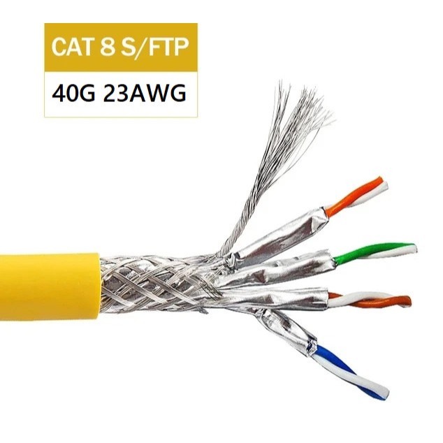Cat8 สายเคเบิลเครือข่าย CAT8 SFTP Twisted Cable 23AWG ความเร็ว 40G 2000MHz รองรับ PoE, ACT-8SFTP- BU