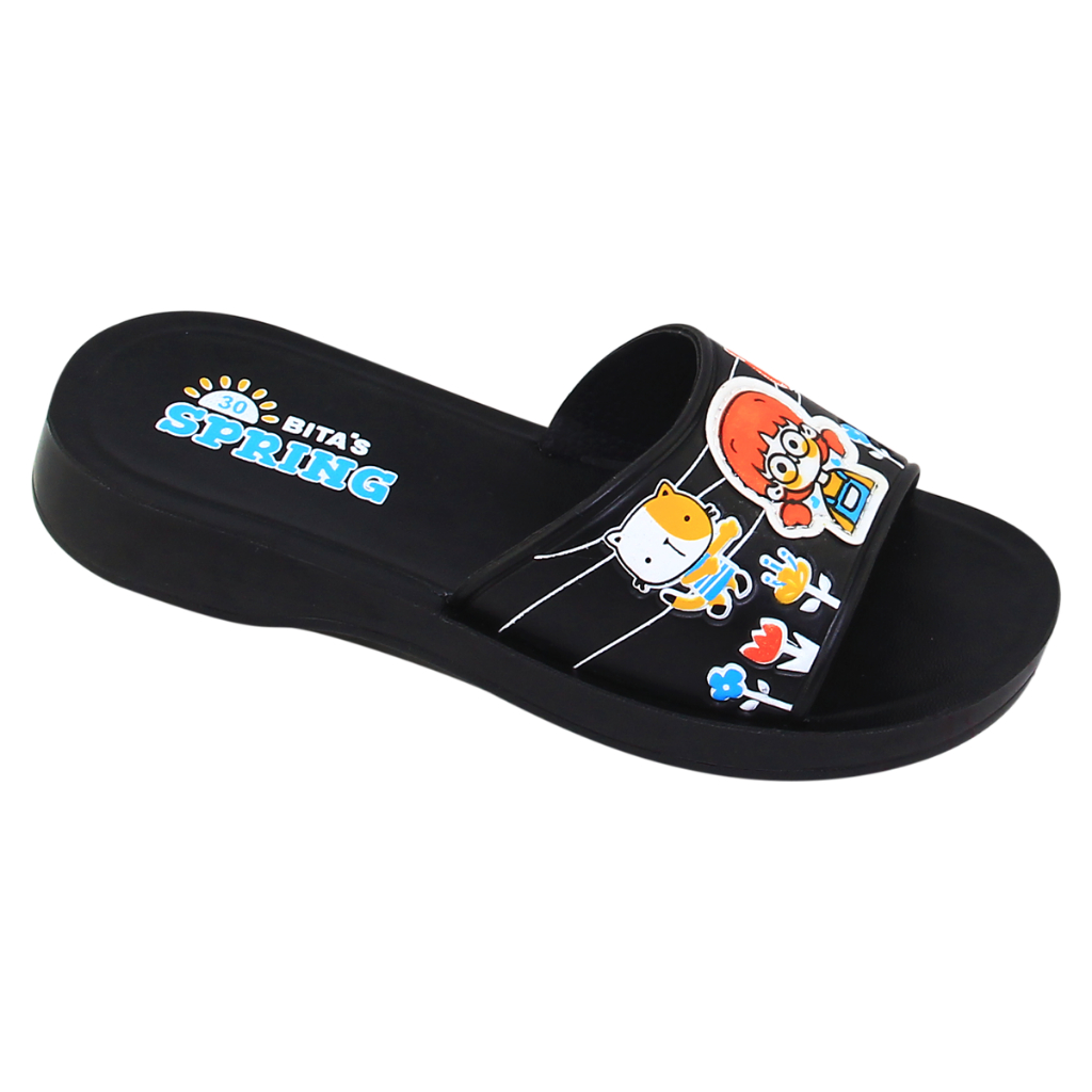 Bitas DEMI.03 รองเท้าแตะรัดส้นเด็กผู้หญิง (สีดํา + แดง + ชมพูแป้ง)