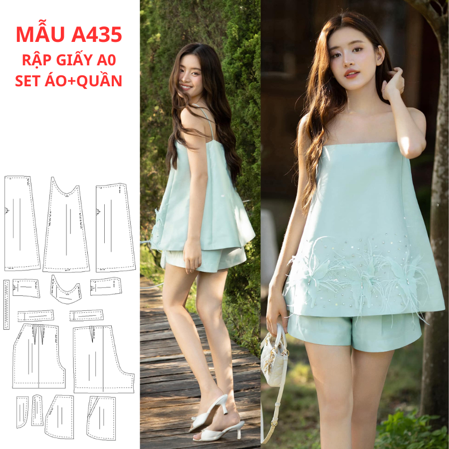 PAPER SHEET A0 SET เสื้อและกางเกงขาสั้น 2 ขั้นตอน-A435