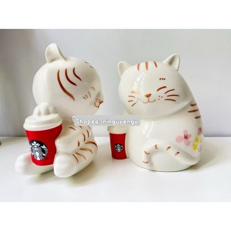 หลอดเงินฝากรูปเหมือนเสือ, Cat and Dragon - Coin bank Zodiac Tiger & Cat & Dragon Starbucks Vietnam 2022 2023 2024