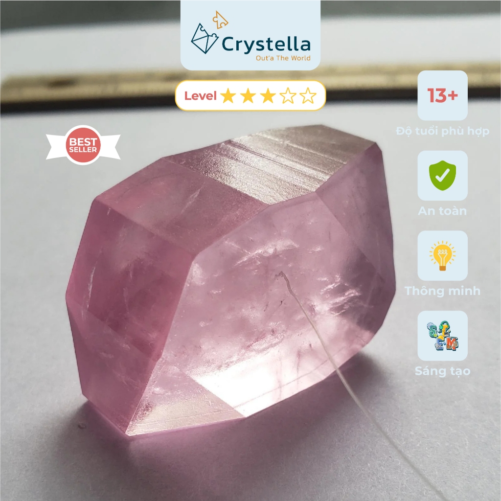 ชุดปลูกคริสตัลสีชมพูผงแมงกานีส Crystella - คริสตัล MnSO4 มีเอกลักษณ์เฉพาะตัวพร้อมสีชมพูอ่อนดึงดูดใจ