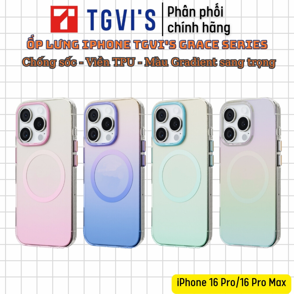 [iPhone 16 Series] TGVIS GRACE เคสชาร์จแม่เหล็กกันกระแทกระดับพรีเมียมสําหรับ iPhone 16 Pro iP 16 Pro
