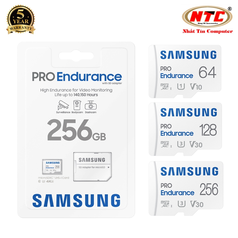 การ์ดหน่วยความจํา MicroSDXC สําหรับ Samsung Pro Endurance 128GB / 64GB U3 V30 กล้องอ่าน 100MB/s เขีย