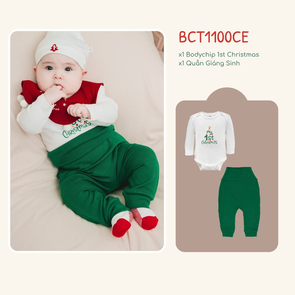 Bubaby BCT1100CE Miracle Xmas ชุดบอดี้สูทแขนยาวพร้อมกางเกงเอวสูงสําหรับเด็กทารก